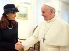 Pope Francis meets Argentinian President Cristina Fernandez de Kirchner on March 18, 2013. 