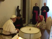 Pope Francis meets Bangladesh Prime Minister Ms. Sheikh Hasina at the Vatican Feb. 12, 2018. 