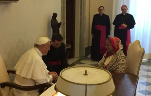 Pope Francis meets Bangladesh Prime Minister Ms. Sheikh Hasina at the Vatican Feb. 12, 2018.   Marco Mancini/CNA.