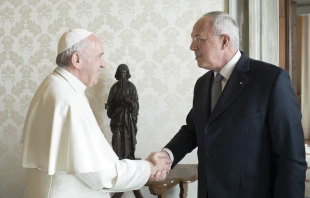 Pope Francis with Carl Anderson, Supreme Knight of the Knights of Columbus, Feb. 16, 2017.   Vatican News.