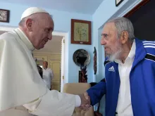 Pope Francis and Fidel Castro in a private meeting, Sept. 20, 2015. Photo courtesy of Alex Castro.