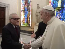 Pope Francis meets director Martin Scorsese in the Vatican Nov. 30, 2016. 