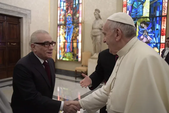 Pope Francis meets director Martin Scorsese in the Vatican Nov 30 2016 Credit LOsservatore Romano CNA