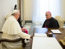 Pope Francis meets with Archbishop Charles Chaput of Philadelphia at the Vatican on Feb. 6, 2015. Photo courtesy of the Archdiocese of Philadelphia.