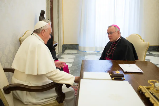 Pope Francis meets with Archbishop Charles Chaput of Philadelphia at the Vatican on Feb 6 2015 Photo courtesy of the Archdiocese of Philadelphia CNA 2 9 15