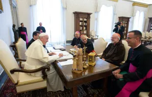 Pope Francis meets with American prelates at the Vatican, Sept. 13, 2018.   Vatican Media.