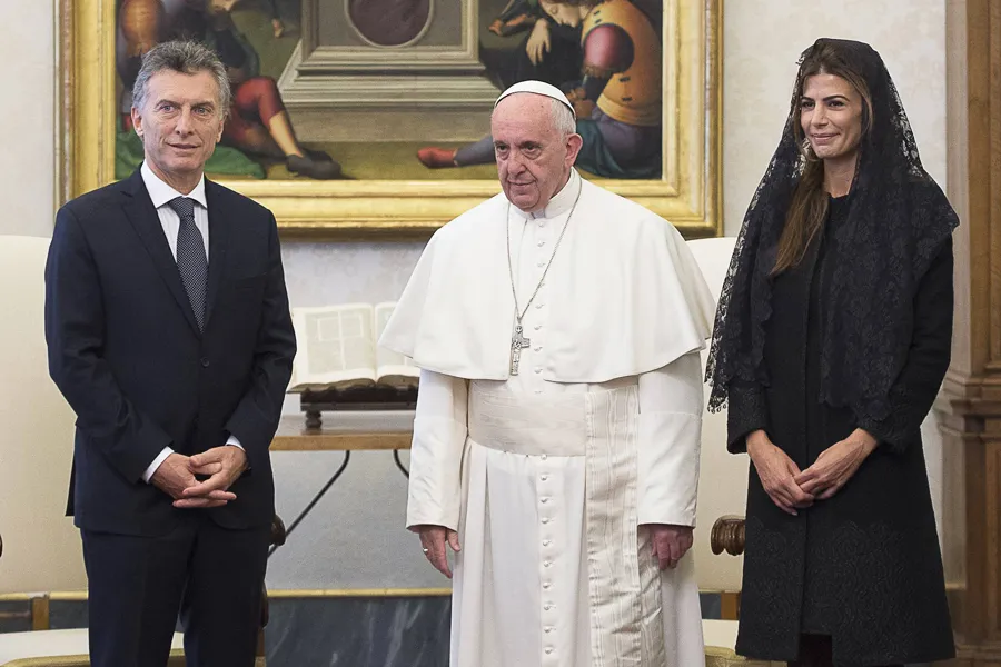 Pope Francis meets at the Vatican with Argentine president Mauricio Macri and his wife Juliana Awada, the first beneficiaries of the new protocol, Feb. 27, 2016. ?w=200&h=150