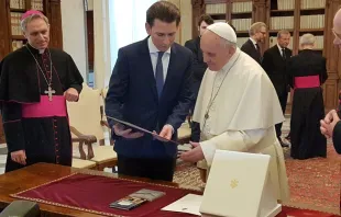 Pope Francis meets with Austrian Chancellor Sebastian Kurz March 5, 2018.   Elise Harris/CNA.