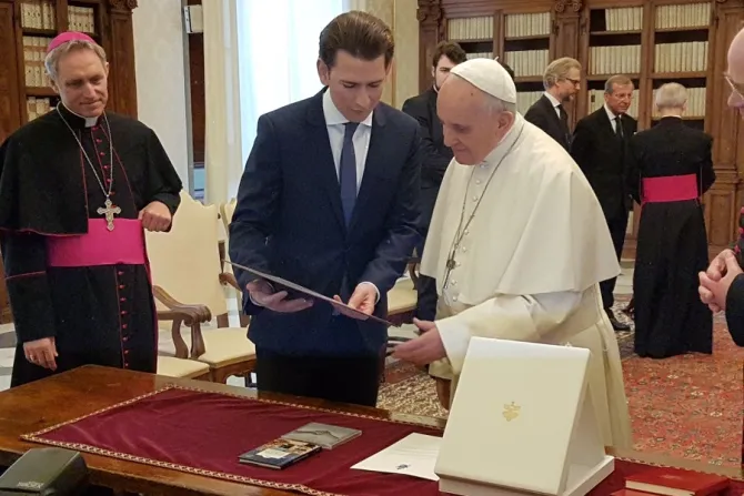 Pope Francis meets with Austrian Chancellor Sebastian Kurz March 5 2018 Credit Elise Harris CNA