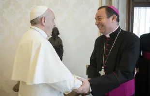 Pope Francis meets with Bishop Gustavo Zanchetta.   Vatican Media.