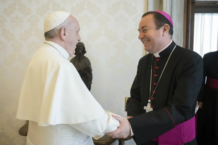 Pope Francis meets with Bishop Gustavo Zanchetta. Credit: Vatican Media.