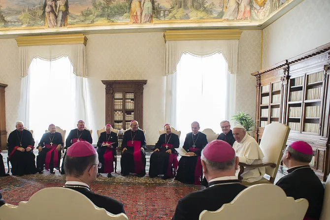 Pope Francis meets with Bishops of Slovakia in Vatican City Nov 12 2015 Credit LOsservatore Romano CNA 11 12 15