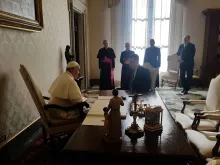 Pope Francis meets with Estonian Prime Minister Juri Ratas Feb. 9, 2018. 