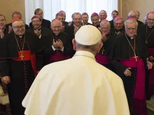 Pope Francis meets with the bishops of Germany during their ad limina visit to the Vatican, Nov. 20, 2015. 