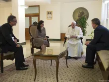 Pope Francis meets with Greg Burke and Paloma García Ovejero, July 11, 2016. 