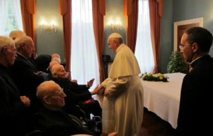 Pope Francis meets with Jesuits in Dublin, Aug. 25, 2018.   Brendan McManus SJ