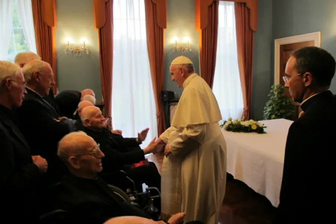 Pope Francis meets with Jesuits in Dublin Ireland Aug 25 2018 Credit Brendan McManus SJ CNA