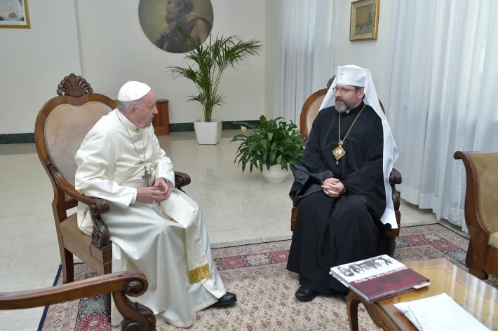 Pope Francis meets with Major Archbishop Sviatoslav Shevchuk of Kyiv-Halyč at the Vatican's Santa Marta guesthouse, July 3,2018. ?w=200&h=150