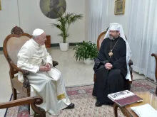 Pope Francis meets with Major Archbishop Sviatoslav Shevchuk of Kyiv-Halyč at the Vatican's Santa Marta guesthouse, July 3,2018. 