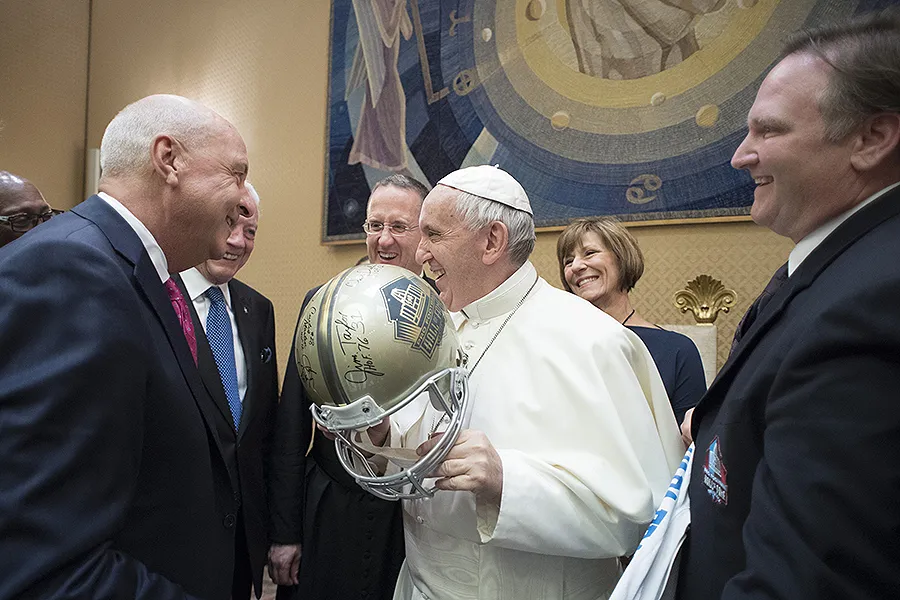 Pope Francis meets with NFL Hall of Fame group in Vatican City on June 21, 2017. ?w=200&h=150
