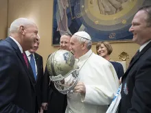 Pope Francis meets with NFL Hall of Fame group in Vatican City on June 21, 2017. 