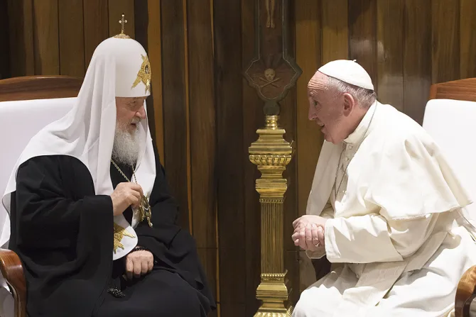 Pope Francis meets with Patriarch Kirill 3 in Havana Cuba on Feb 12 2016 Credit LOsservatore Romano CNA 2 12 16