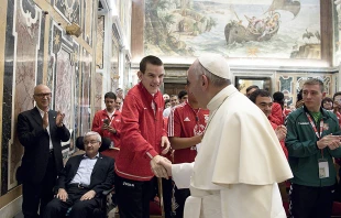 Pope Francis meets with Special Olympics athletes at the Vatican, Oct. 13, 2017.   L'Osservatore Romano.