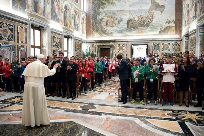 Pope Francis meets with Special Olympics athletes at the Vatican Oct. 13, 2017. ?w=200&h=150
