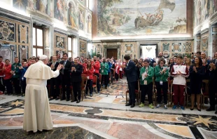 Pope Francis meets with Special Olympics athletes at the Vatican Oct. 13, 2017.   L'Osservatore Romano.