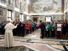 Pope Francis meets with Special Olympics athletes at the Vatican Oct. 13, 2017. 