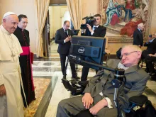 Pope Francis meets with Stephen Hawking, Nov. 28, 2016. 