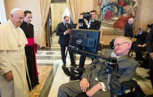 Pope Francis meets with Stephen Hawking, Nov. 28, 2016.   L'Osservatore Romano.