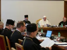 Pope Francis meets with Ukrainian Greek Catholic leaders at the Vatican July 5, 2019. 