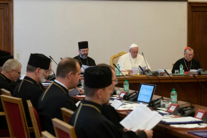 Pope Francis meets with Ukrainian Greek Catholic leaders at the Vatican July 5 2019 Credit Vatican Media