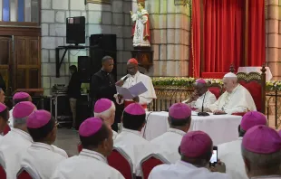 Pope Francis meets with bishops in Madagascar Sept. 7, 2019. Vatican Media.