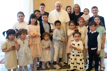 Pope Francis meets with children of the Hospital of the Innocents in Florence May 24 2019 Credit Vatican Media