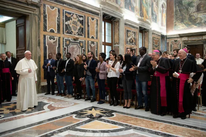 Pope Francis meets with members of the Citadel of Peace Association Dec 3 2018 Credit Vatican Media