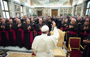 Pope Francis meets with members of the International Congress of vocation ministry in Vatican City, Oct. 21, 2016.   L'Osservatore Romano.