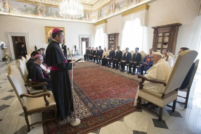 Pope Francis meets with members of the Korean Council of Religious Leaders at the Vatican Sept 2 2017 Credit LOsservatore Romano CNA