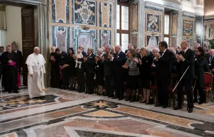 Pope Francis meets with members of the Order of the Holy Sepulchre in the Vatican's Clementine Hall, Nov. 16, 2018.   Vatican Media.
