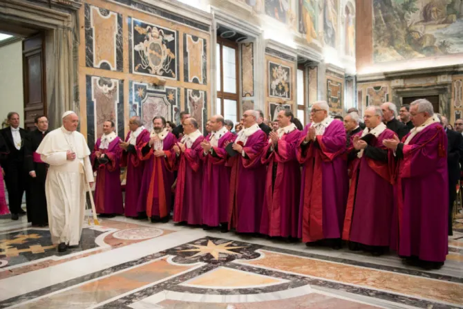 Pope Francis meets with members of the Roman Rota  Credit Vatican Media CNA