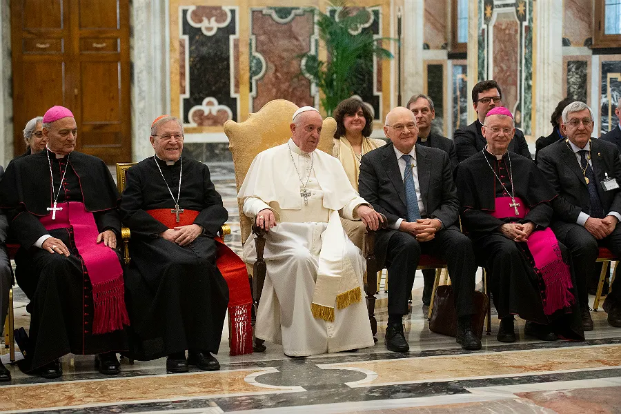Pope Francis meets with participants in the plenary session of the Pontifical Academy of Social Sciences at the Vatican's Clementine Hall, May 2, 2019. ?w=200&h=150