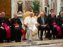 Pope Francis meets with participants in the plenary session of the Pontifical Academy of Social Sciences at the Vatican's Clementine Hall, May 2, 2019. 