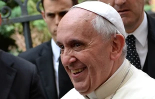 Pope Francis meets with seminarians from the Pontifical Roman universities on May 12, 2014   Daniel Ibanez/CNA