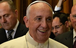 Pope Francis meets with students in Paul VI audience hall on May 31, 2014.   Daniel Ibáñez/CNA.