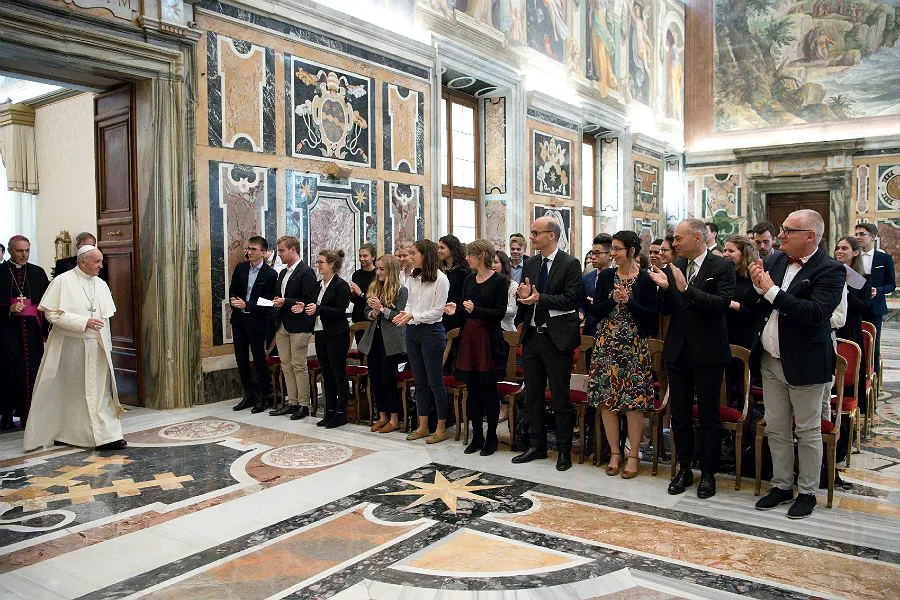 Pope Francis meets with students of the Chartreux Institute in the Vatican's Clementine Hall, Oct. 19, 2017. ?w=200&h=150