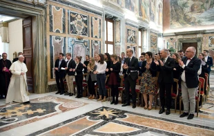 Pope Francis meets with students of the Chartreux Institute in the Vatican's Clementine Hall, Oct. 19, 2017.