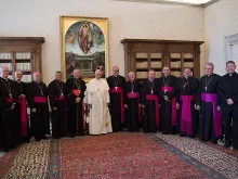Pope Francis meets with the Honduran bishops' conference at the Vatican, Sept. 4, 2017. 