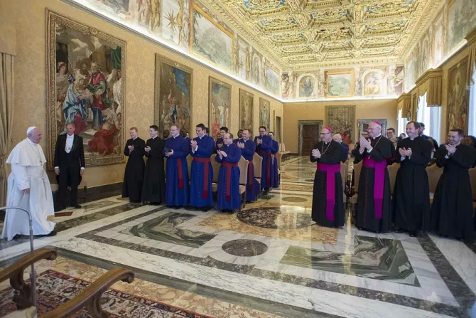 Pope Francis meets with the Pontifical Scots College in 2016 Credit Vatican News