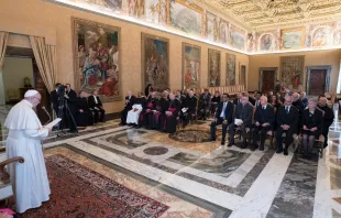  Pope Francis meets with the "Shahbaz Bhatti Mission" association Nov. 30, 2018.   Vatican Media.
